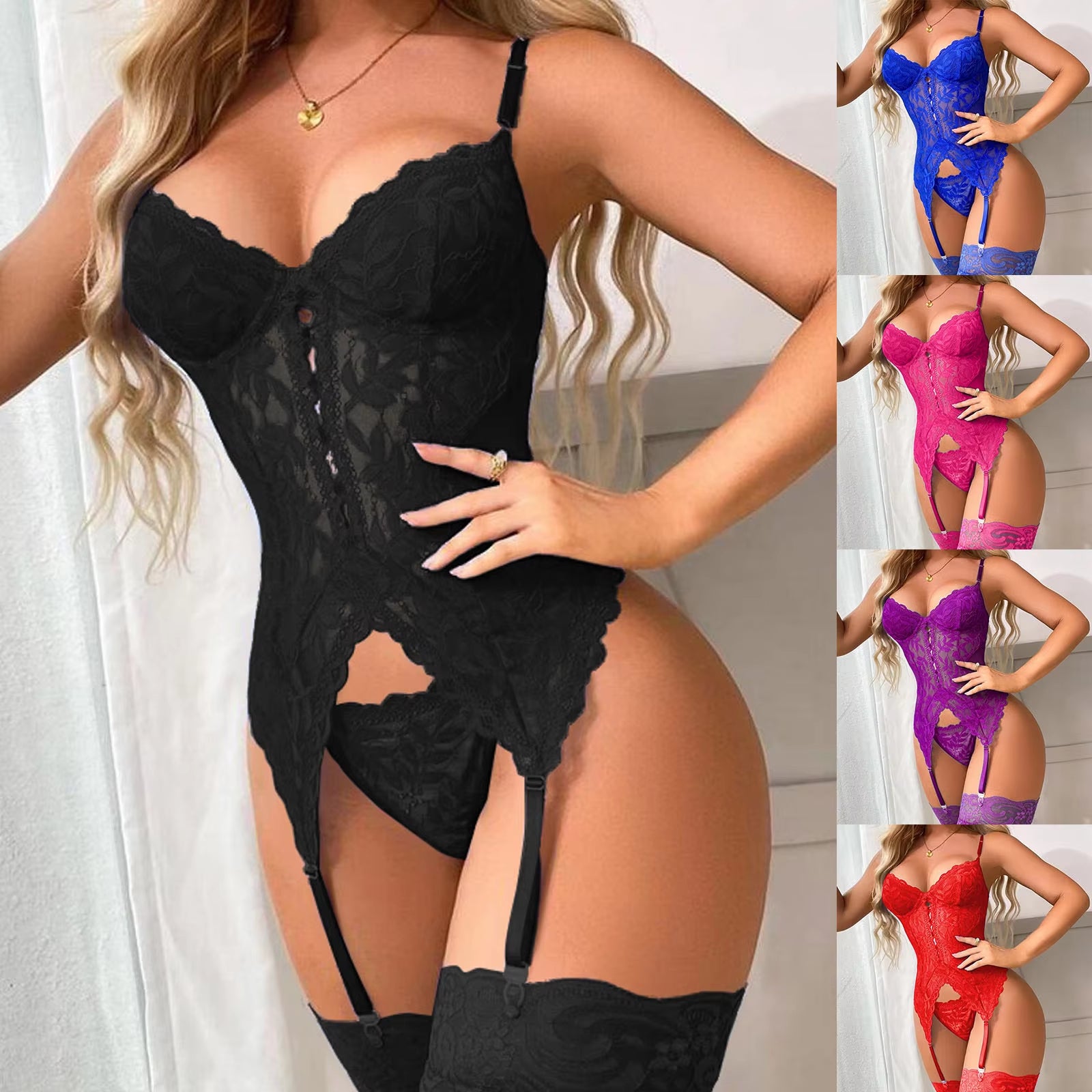 Plus Size Bra 2 Pieces Sets Sexy Lingerie Lace Bra & Brief Sets Sexy Underwear Set Tank Tops Thong Women Sleepwear Exotic Sets