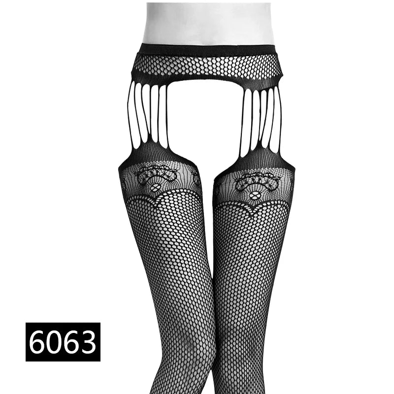 Women Sexy Lingerie Stockings Garter Belt Stripe Elastic Stockings Black Fishnet Stocking Thigh Sheer Tights Pantyhose Dropship