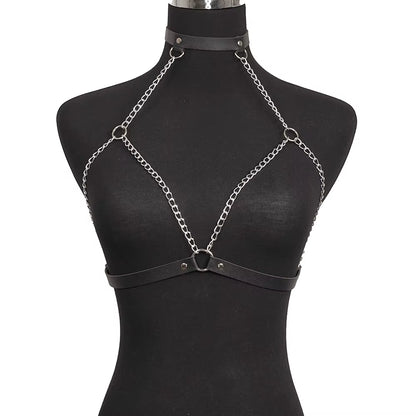 Women Sexy Chest Harness Chain Body Harness Corset Bdms Bondage Lingerie Pu Leather Gothic Fetish Clothing Exotic Accessories