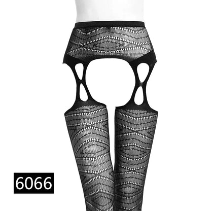 Women Sexy Lingerie Stockings Garter Belt Stripe Elastic Stockings Black Fishnet Stocking Thigh Sheer Tights Pantyhose Dropship